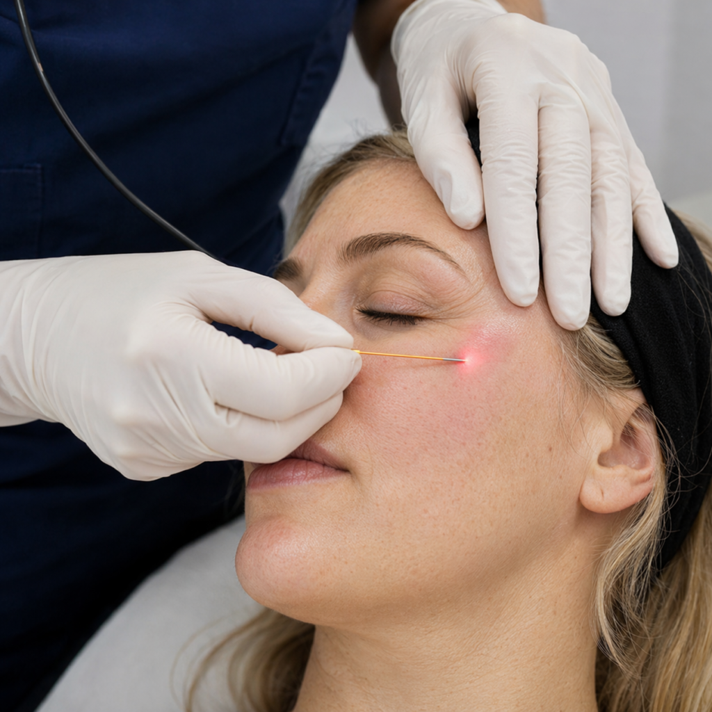 Endolaser laser fibre treatment for skin tightening